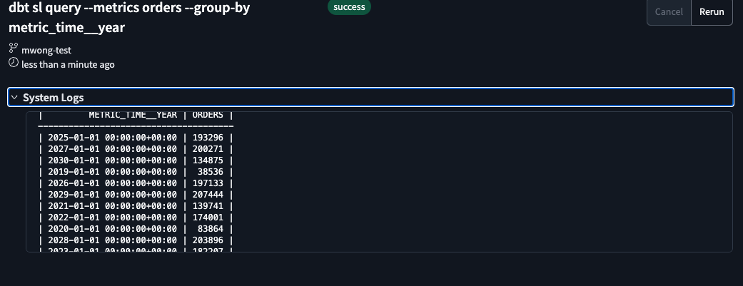 Validate the metrics and time spine output in dbt Cloud IDE